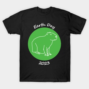 Capybara in White Line For Earth Day 2023 T-Shirt